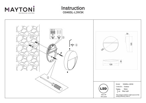 Aplica perete rotunda lumina scara Maytoni Mane