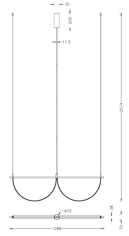 Lustra suspendata VICTORIA 39W Auriu MAXLIGHT P0689