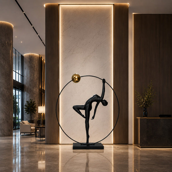 Lampadar led silueta neagra cu cerc Woman Artistic