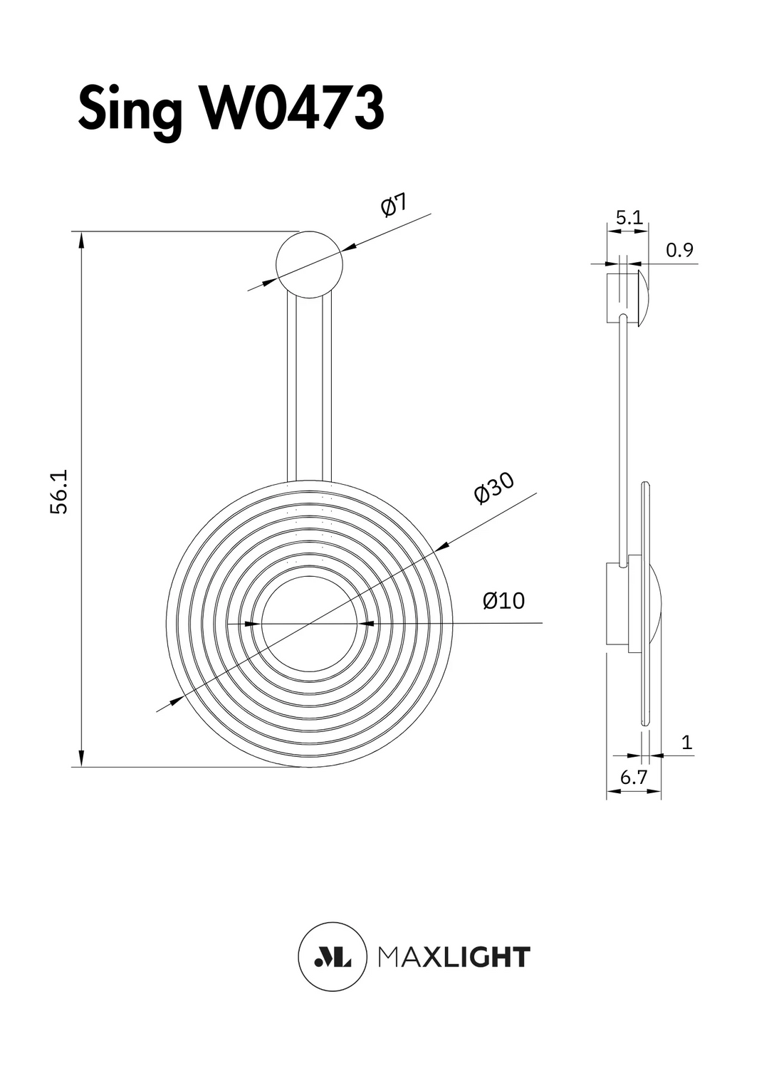 Aplica de perete sticla SING 8W MAXLIGHT W0473