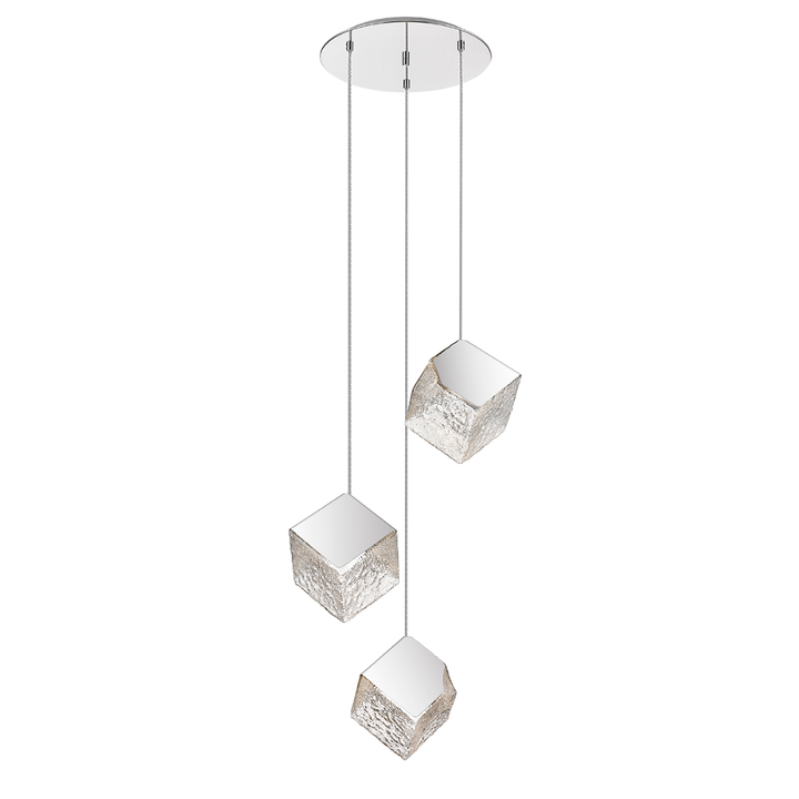Lustra cu baza rotunda si abajur cubic din sticla texturata Dream by Viokef