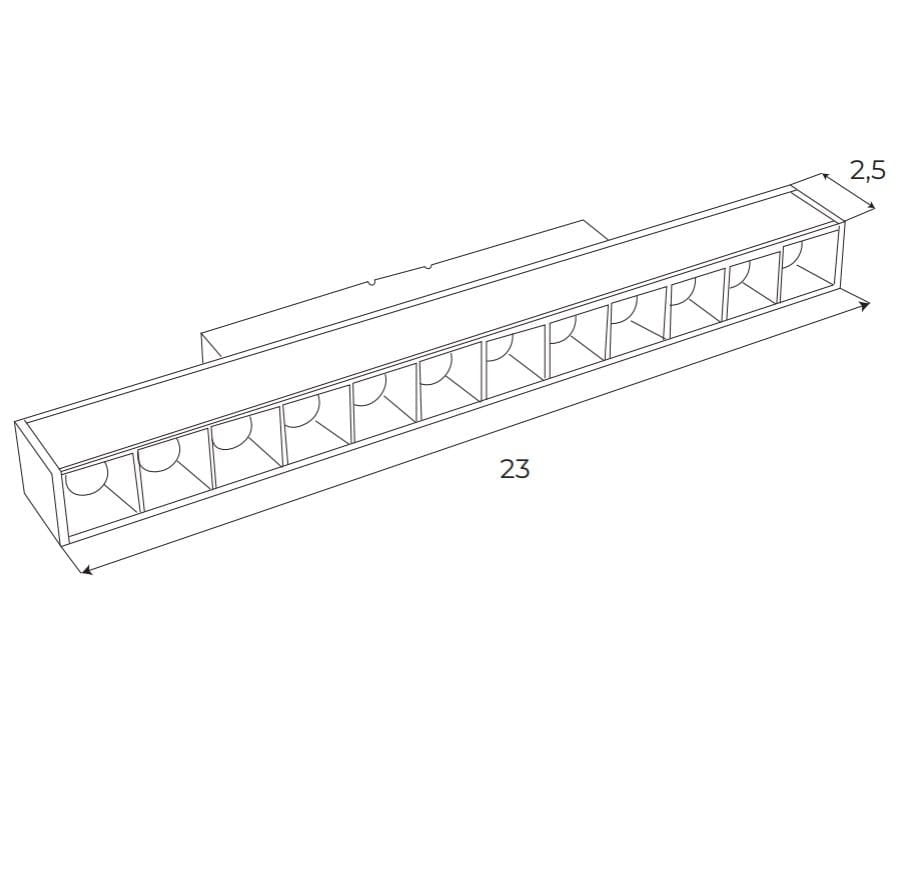 Spot linear Grid 23cm Dali Maxlight M0004D Magnetic