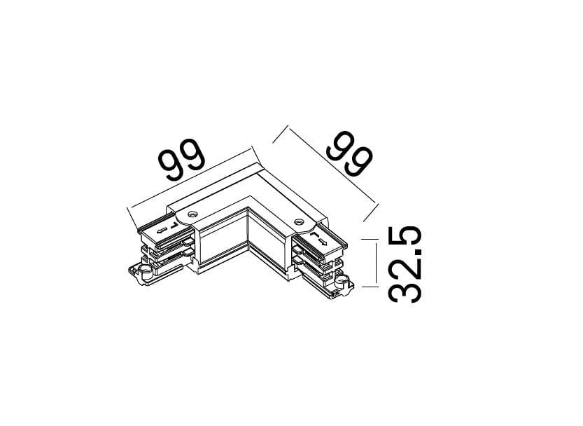 Conector negru L stanga Maxlight MHT1-L/L-BK