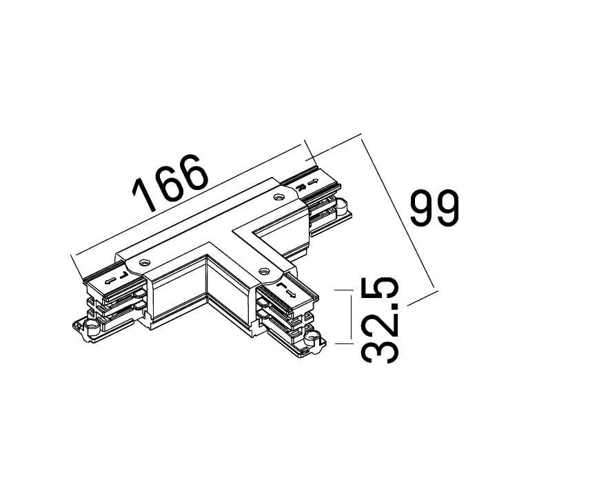 Conector stanga T negru 3F Maxlight MHT1-T/L-WH