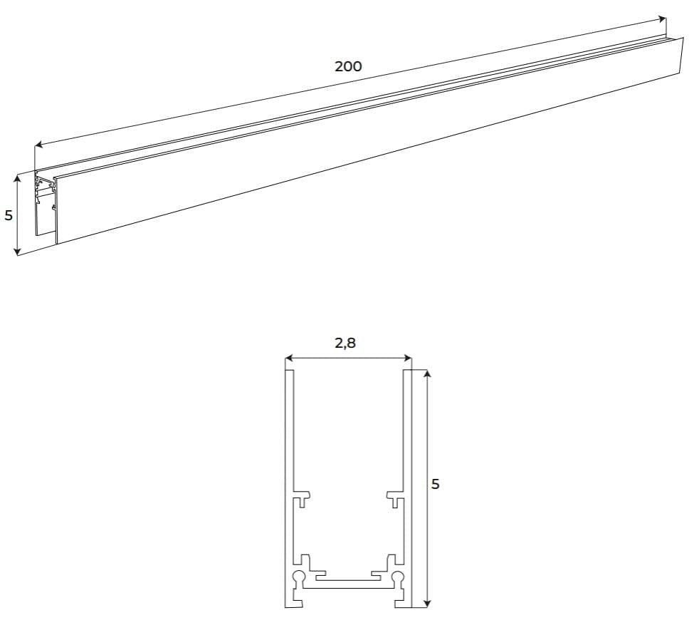 Sina magentica cu profil inalt 2m Maxlight MT0002