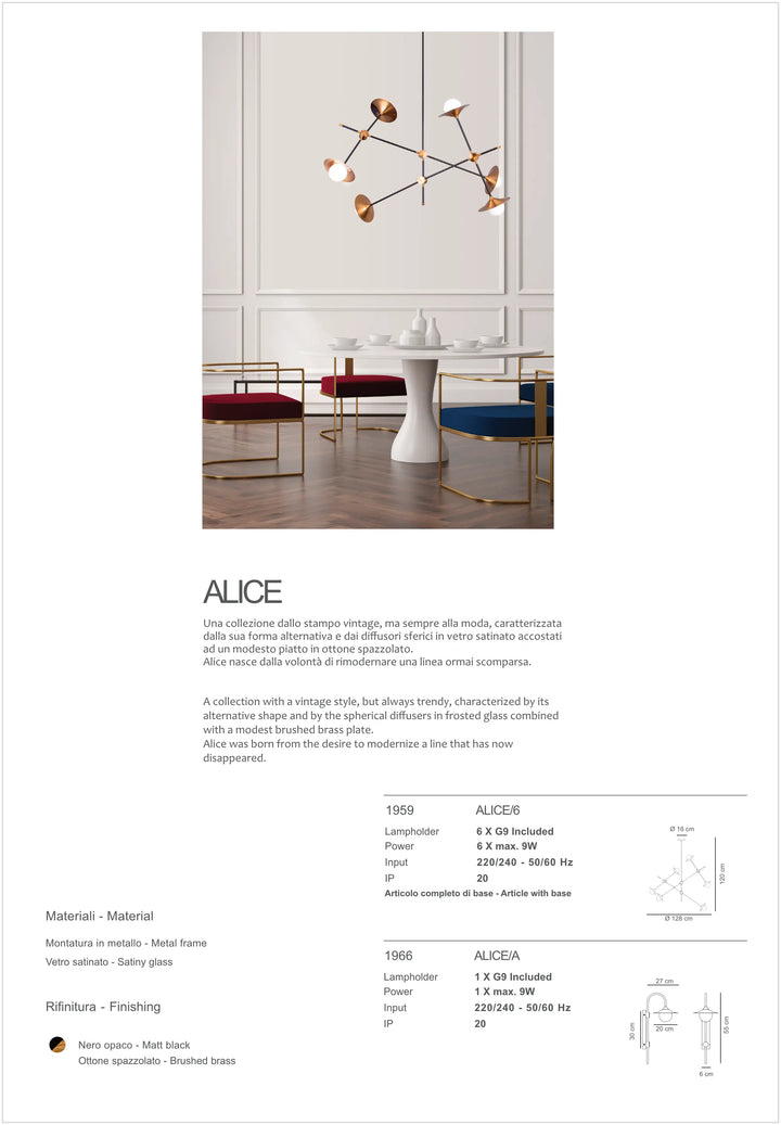 Lustra aurie cu design vintage ALICE by Sikrea