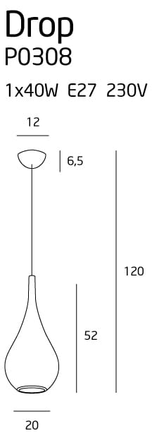 Pendul Drop auriu Maxlight P0308