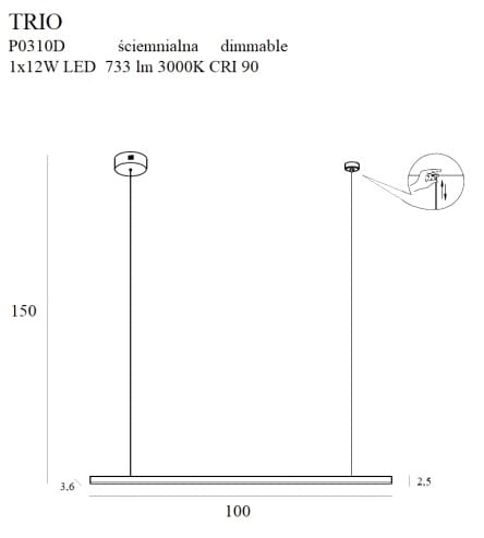 Lustra suspendata TRIO auriu periat dimabila Maxlight P0475D