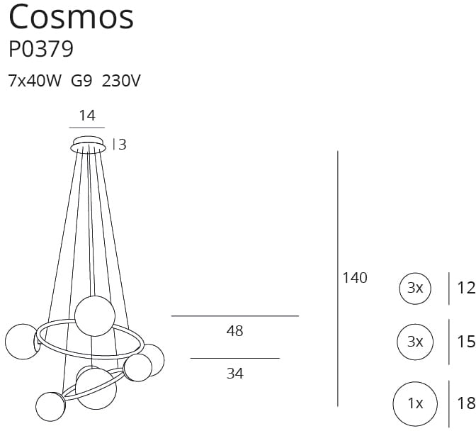 Lustra Cosmos Na Linkach Maxlight P0379