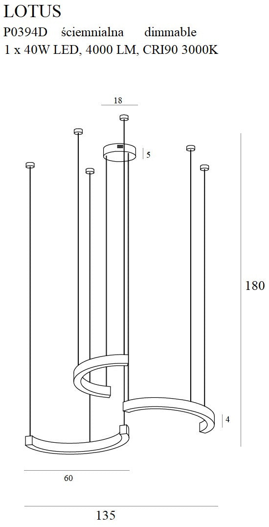 Lustra suspendata LOTUS 40W aurie dimabila Maxlight P0394D