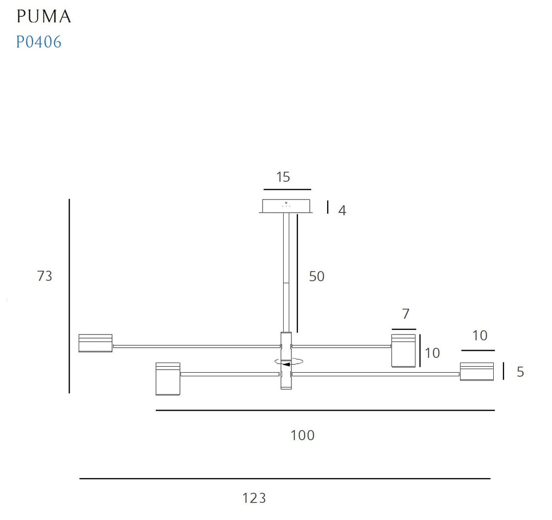 Lustra Puma Led 4x 7w negru cu lemn Maxlight P0406