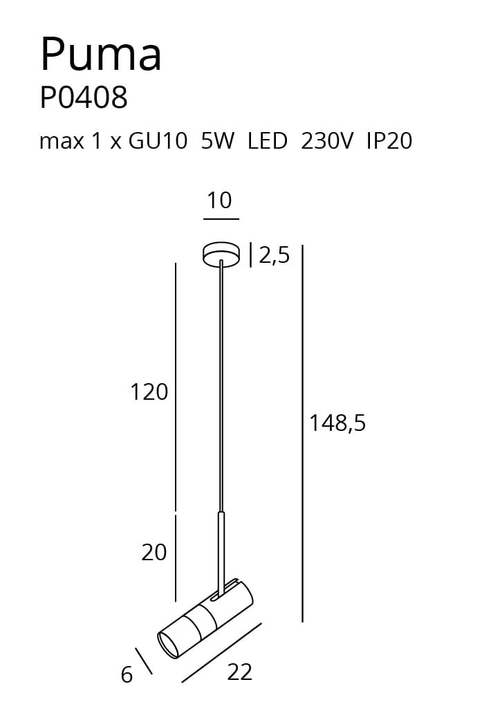 Pendul Puma 1 Gu10 Maxlight P0408