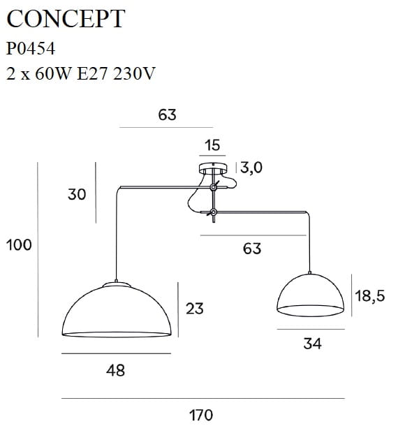 Lustra Concept cu abajururi de sticla Maxlight P0454