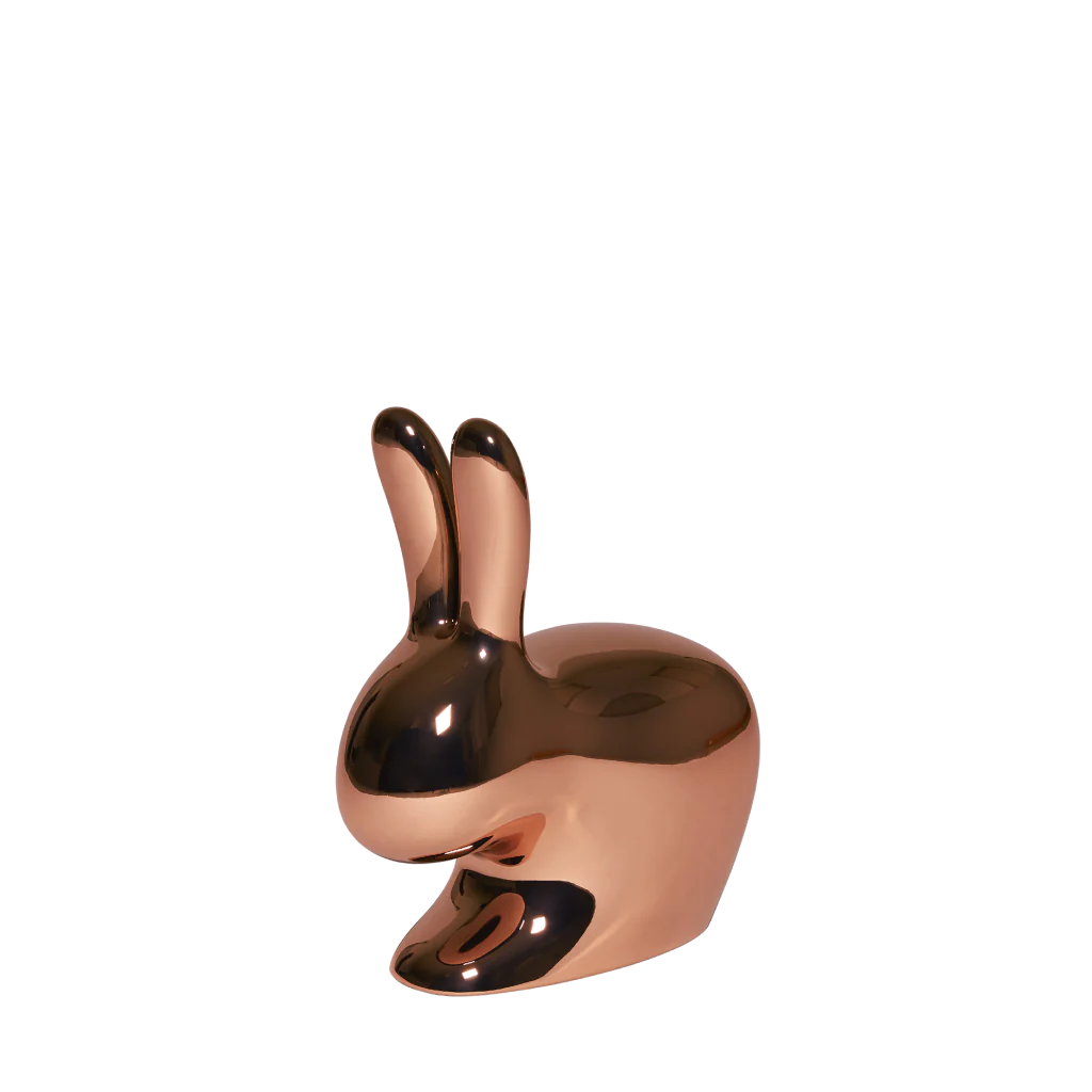 Scaun pentru copii in forma de iepure cu finisaj metalic Rabbit by Qeeboo