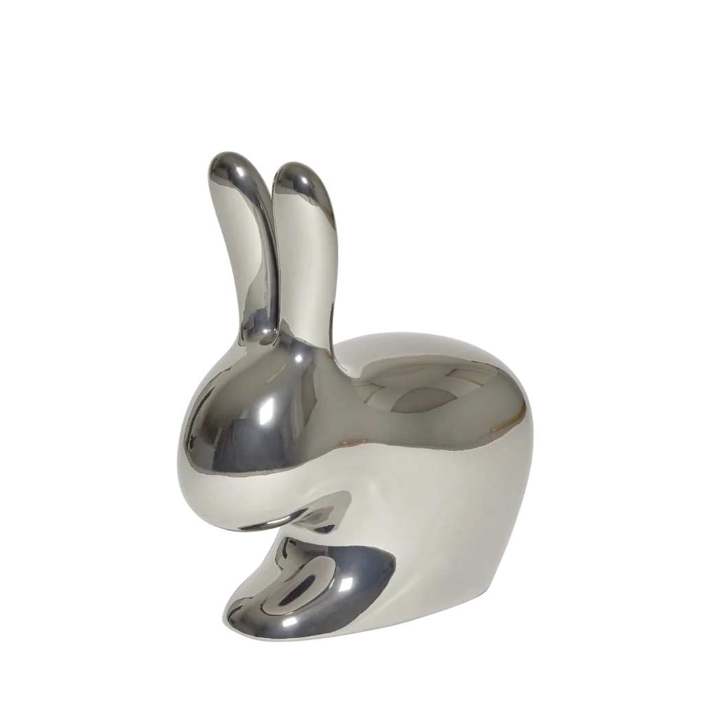 Scaun in forma de iepure cu finisaj metalic Rabbit by Qeeboo