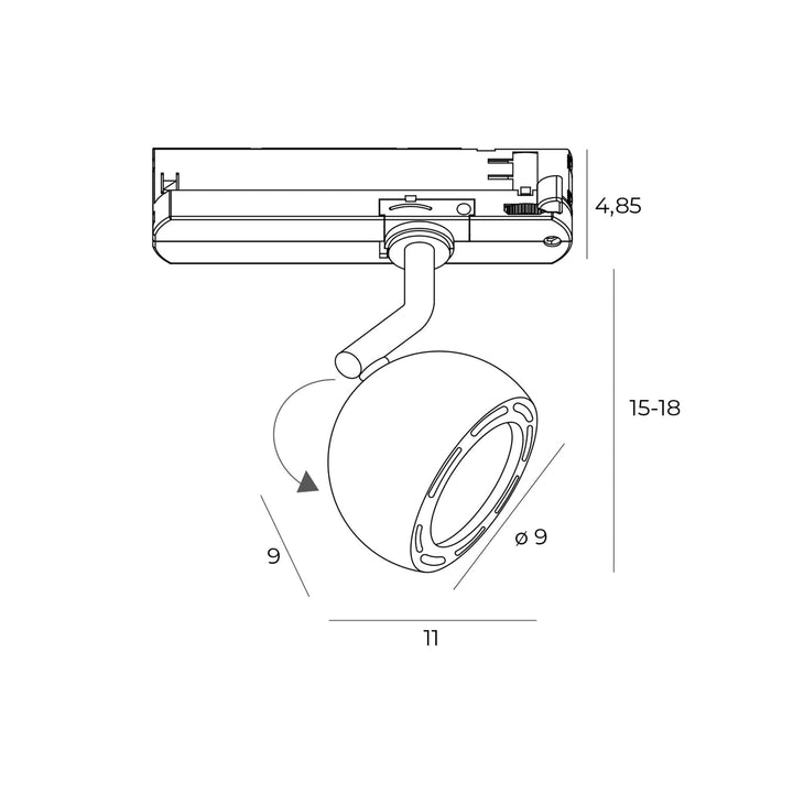 Spot reglabil alb pentru sina 3F Maxlight S0019 Hoshi