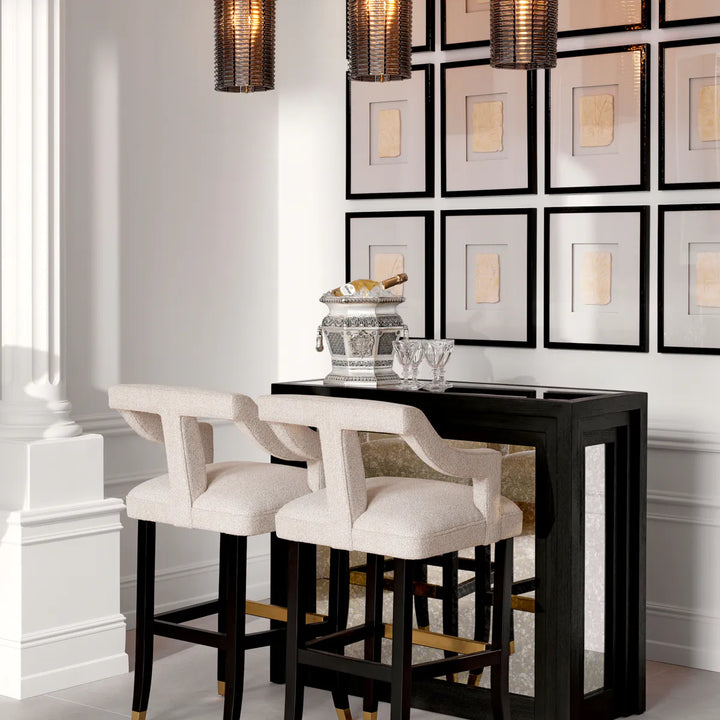 Scaun de bar Roumier din Palmer Beige și picioare negre by Eichholtz