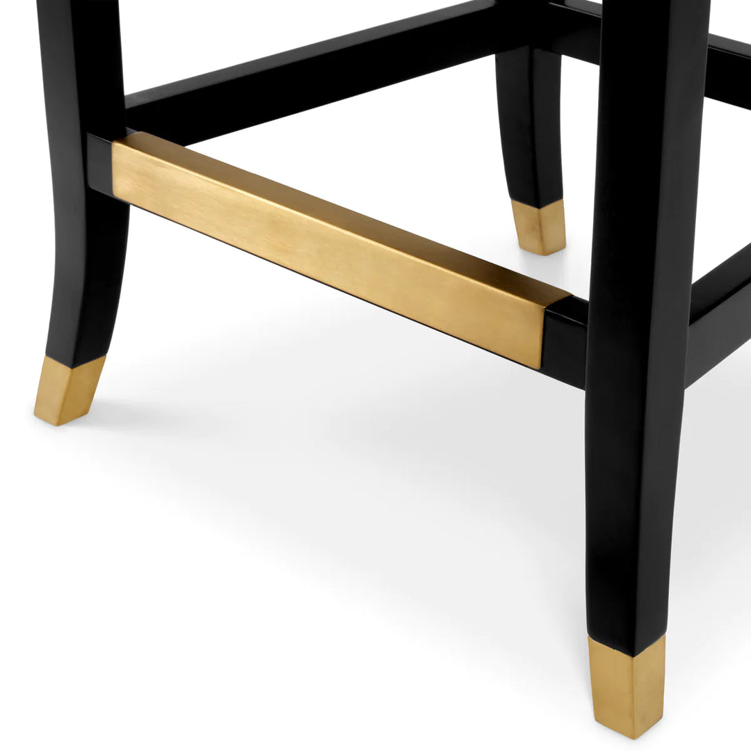 Scaun de bar Roumier din Palmer Beige și picioare negre by Eichholtz