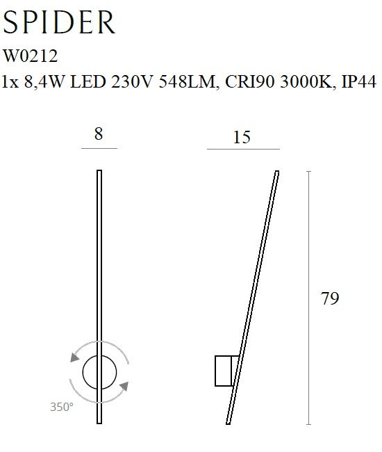 Aplica de perete Spider Ip44 Maxlight W0212