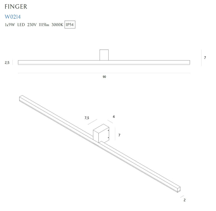 Aplica de perete Finger 90 Cm alb Ip54 Maxlight W0214