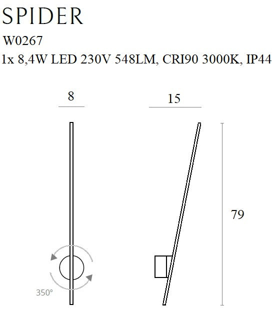 Aplica de perete Spider Black Ip44 Maxlight W0267