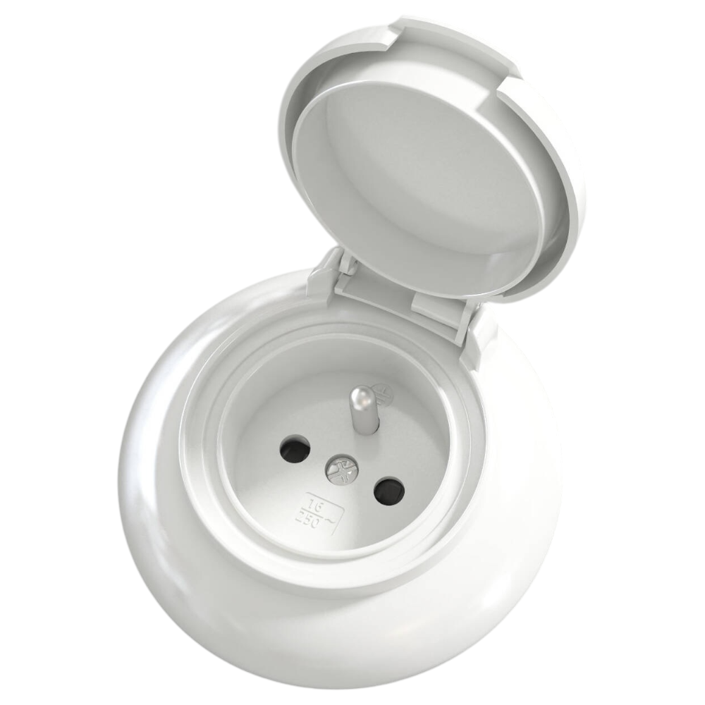 Priza incastrata cu impamantare French IP44 alba