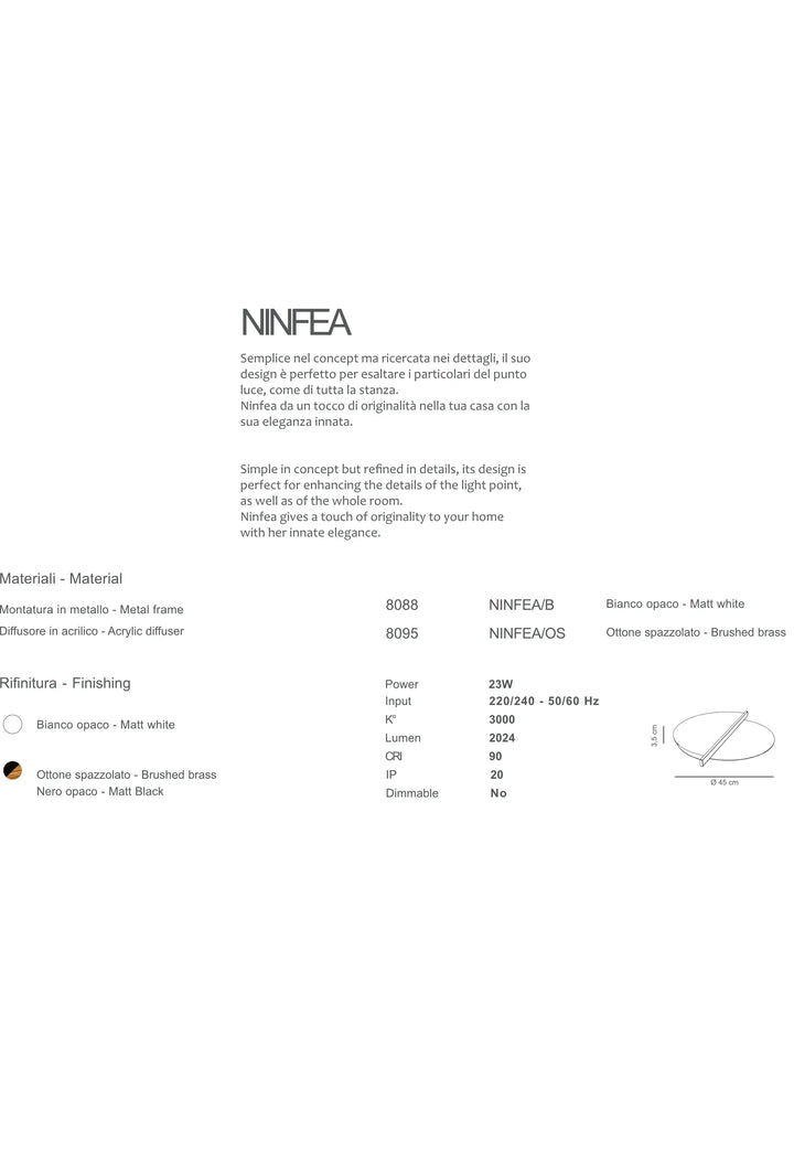 Aplica in forma de sfera semiumbrita Ninfea by Sikrea