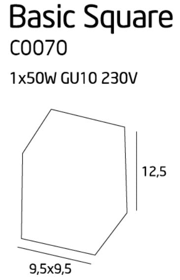 Spot aplicat Basic Square alb Maxlight C0070