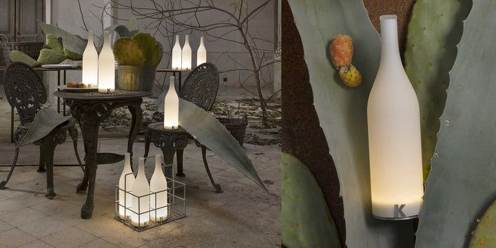 Lampa de masa in forma de sticla iluminata Bacco by Karman