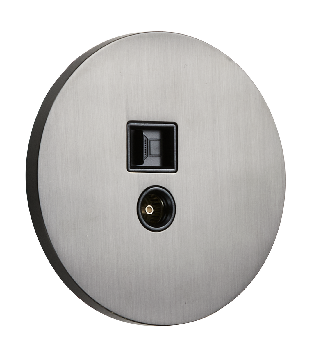 Priza rotunda RJ45 + TV grafit periat