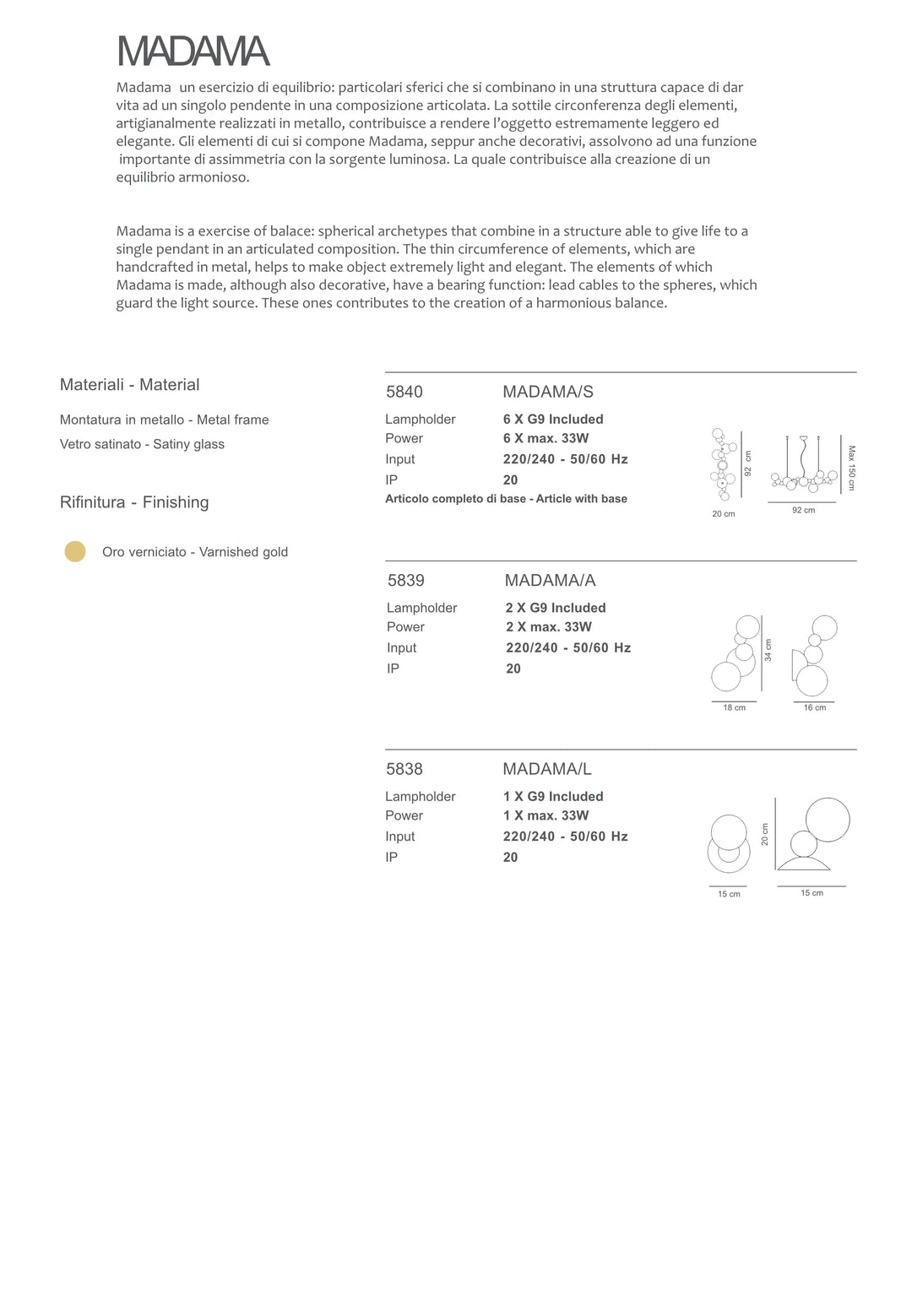 Lustra compusa din sfere aurii si albe de diferite dimensiuni Madama by Sikrea