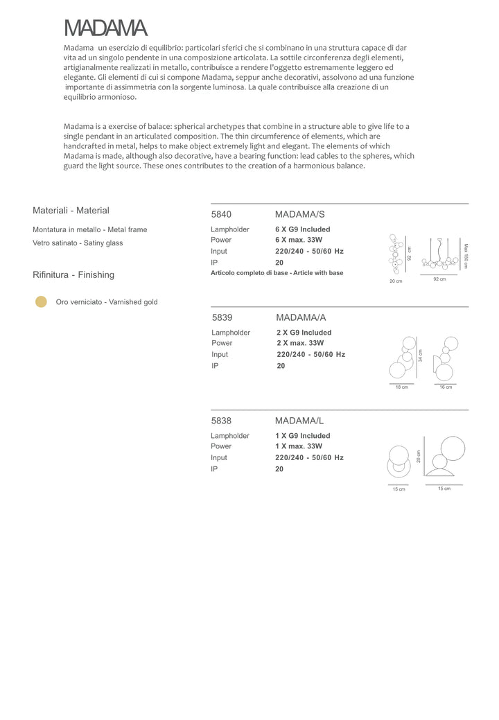 Lustra compusa din sfere aurii si albe de diferite dimensiuni Madama by Sikrea
