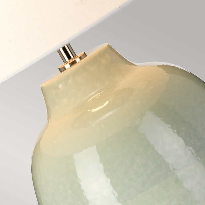Lampa de masa Chelsfield 1 lt verde pal and alb, nuanta de alb.