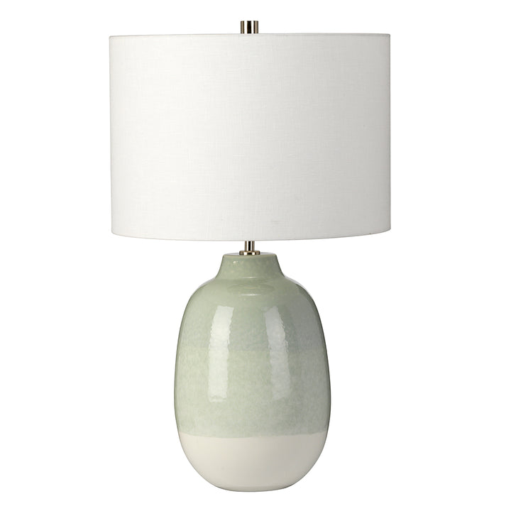 Lampa de masa Chelsfield 1 lt verde pal and alb, nuanta de alb.