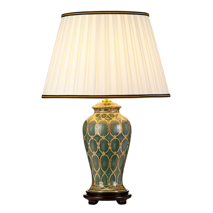 Lampa de masa Sashi 1 lt verde cu auriu si maro