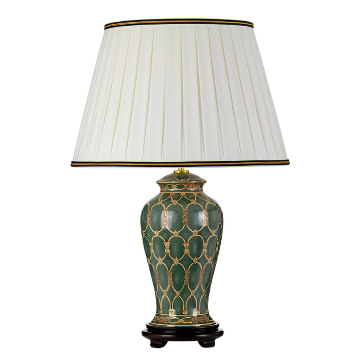 Lampa de masa Sashi 1 lt verde cu auriu si maro