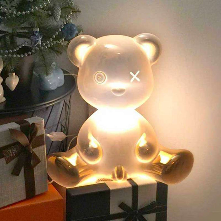 Lampa de masa cu finisaj metalic Teddy Boy Qeeboo