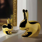 Scaun in forma de iepure cu finisaj metalic Rabbit by Qeeboo