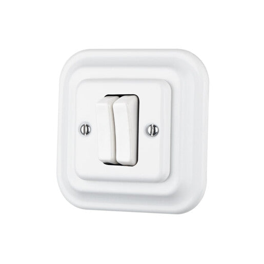 Intrerupator ceramic incastrat dublu alb