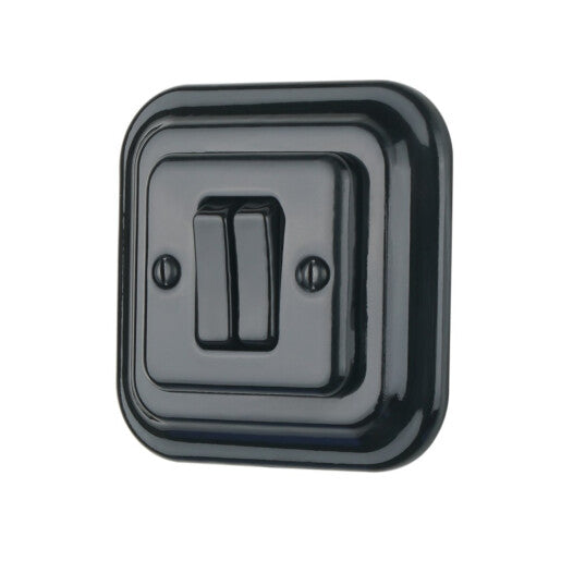 Intrerupator ceramic incastrat dublu negru