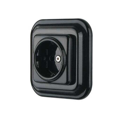 Priza ceramica incastrata tip Schuko neagra