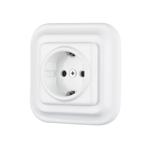 Priza ceramica incastrata tip Schuko alba