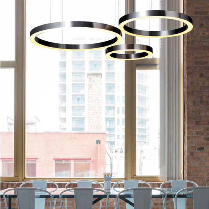 Lustra suspendata din doua cercuri Circle 60+60 cm alama periata