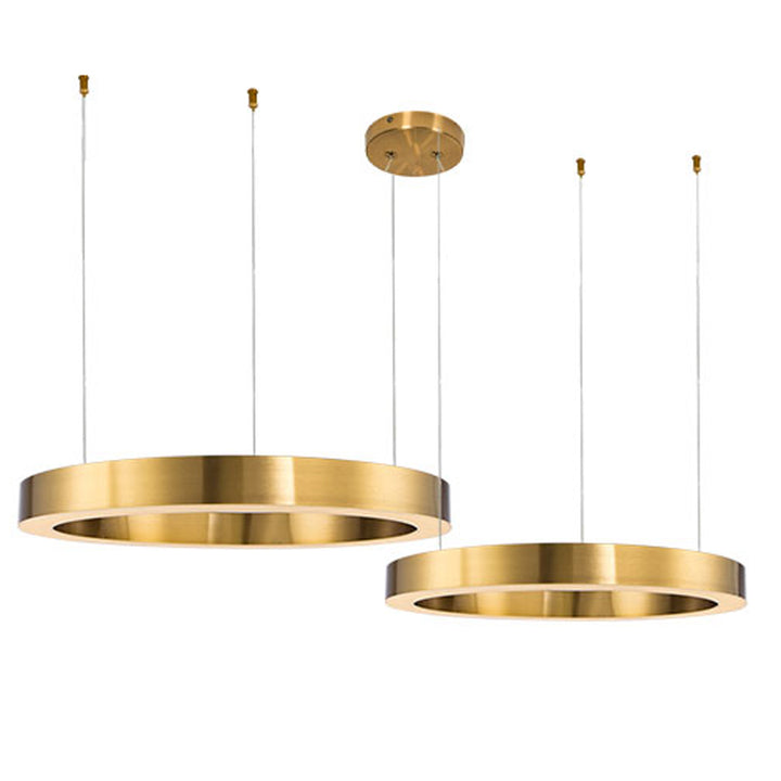 Lustra suspendata din doua cercuri Circle 60+60 cm alama periata