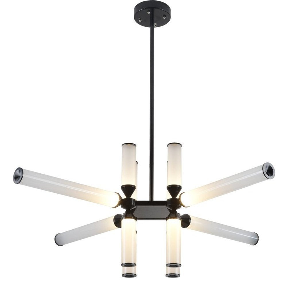 Candelabru cu abajururi cilindrice semi-opace iluminate in capat Quadro by Step into design