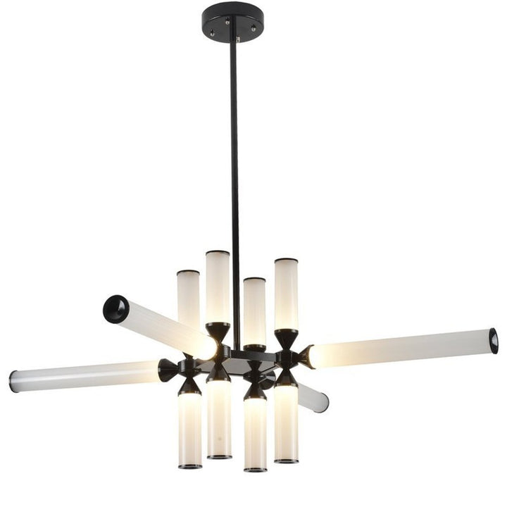 Candelabru cu abajururi cilindrice semi-opace iluminate in capat Quadro by Step into design