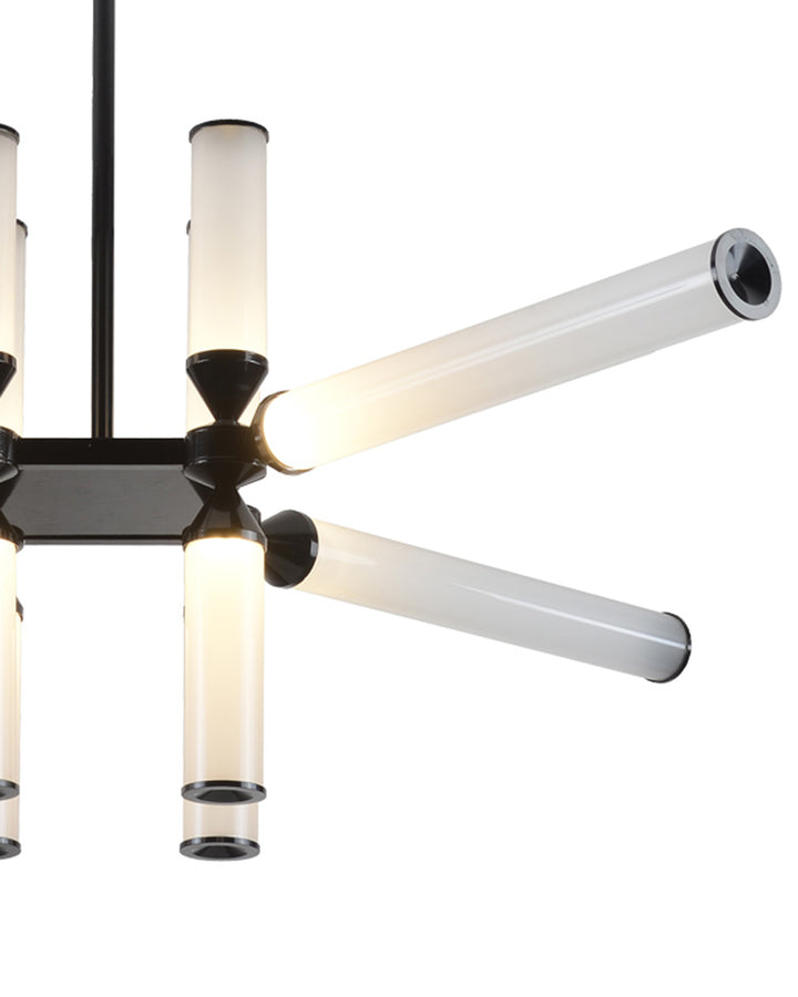 Candelabru cu abajururi cilindrice semi-opace iluminate in capat Quadro by Step into design