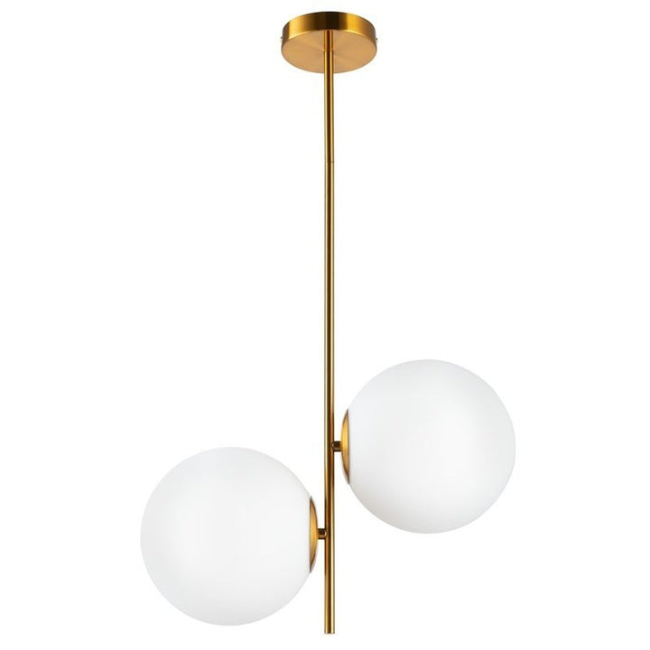Lustra aurie cu doua globuri din sticla de culoare alb-mat Venus by Step into design
