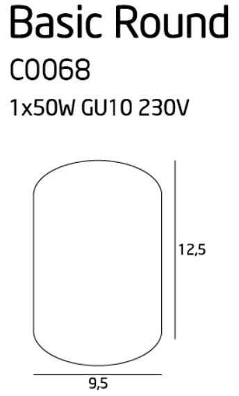 Spot aplicat Basic Round negru Maxlight C0068