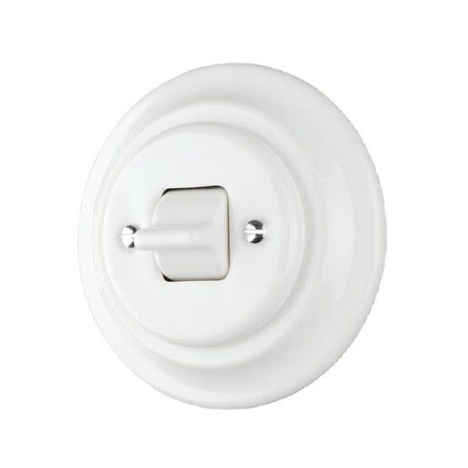 Intrerupator ceramic incastrat cap-cruce alb
